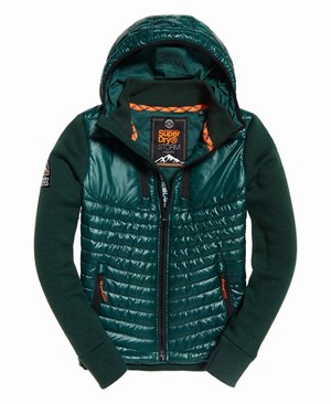 Superdry Storm Hybrid Cipzár Férfi Kapucnis Pulóver Zöld | KZCMF3810